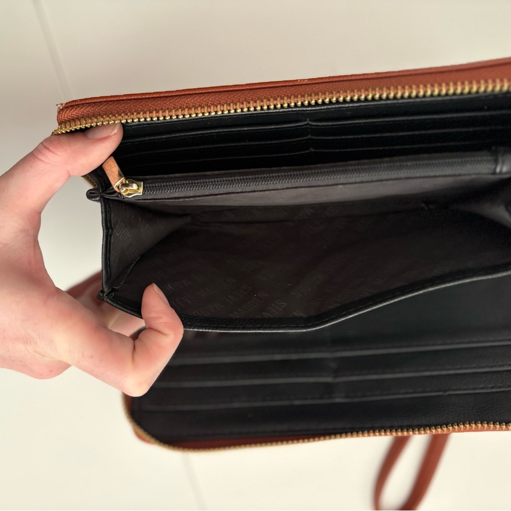 Steve Madden Brown Wristlet Wallet with Gold Accent - Picture 5 of 6